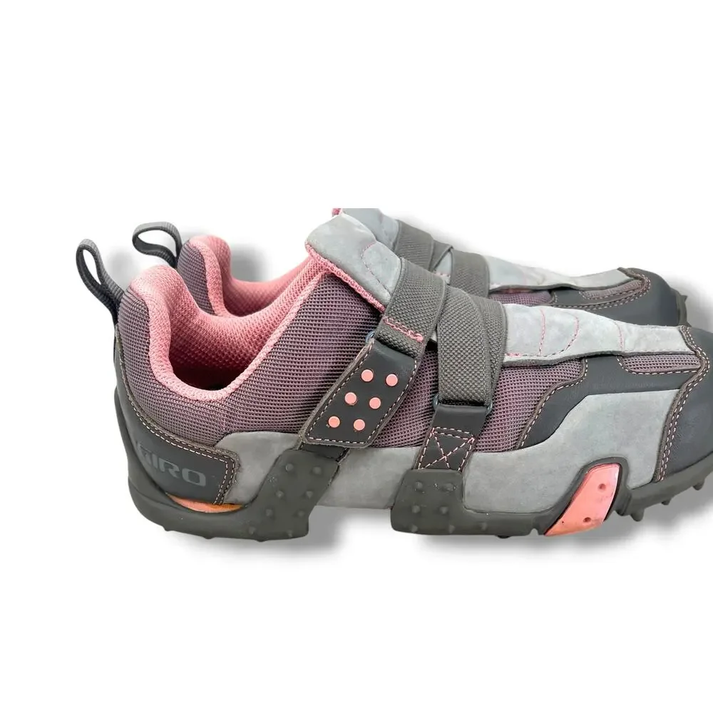 GIRO Women's Urge Spiked Bike Riding Shoes Pink & Gray 7.5